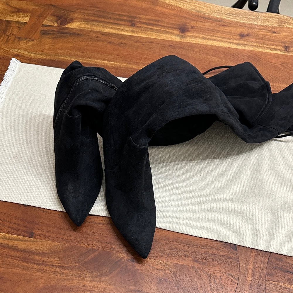 Aldo Black Heeled Boots suede